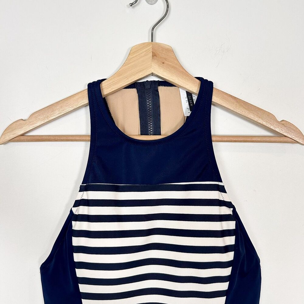 J. Crew One Piece Swimsuit Navy Stripe Sz 4 - Picture 3 of 9